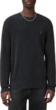 AllSaints Oversize Cotton & Wool Waffle Crewneck Sweater