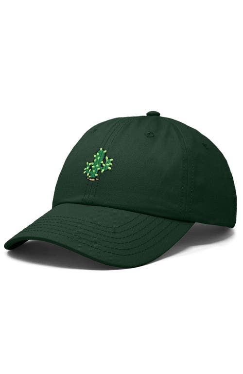 Dalix Cactus Embroidered Low Crown Cap In Dark Green