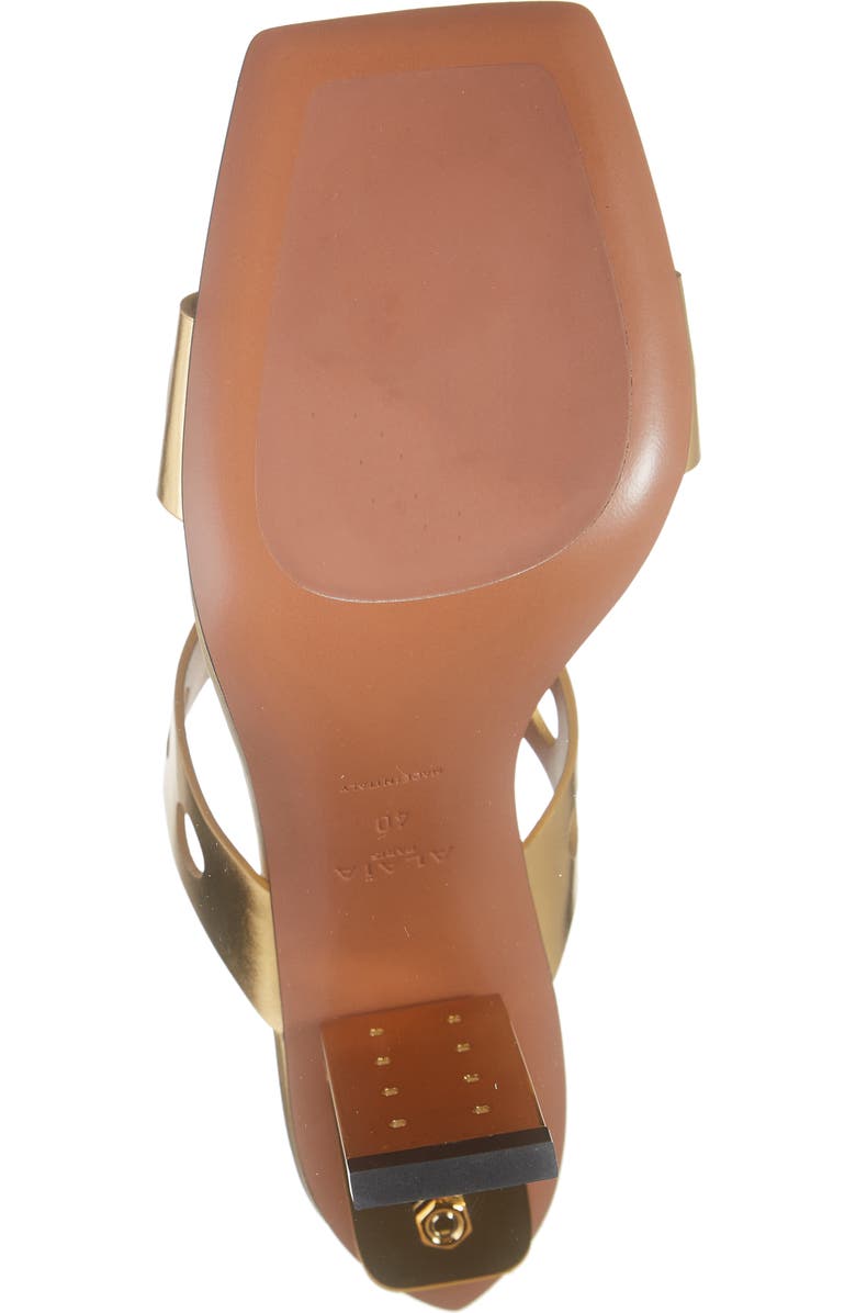 Alaïa Perforated Metallic Square Toe Sandal, Alternate, color,