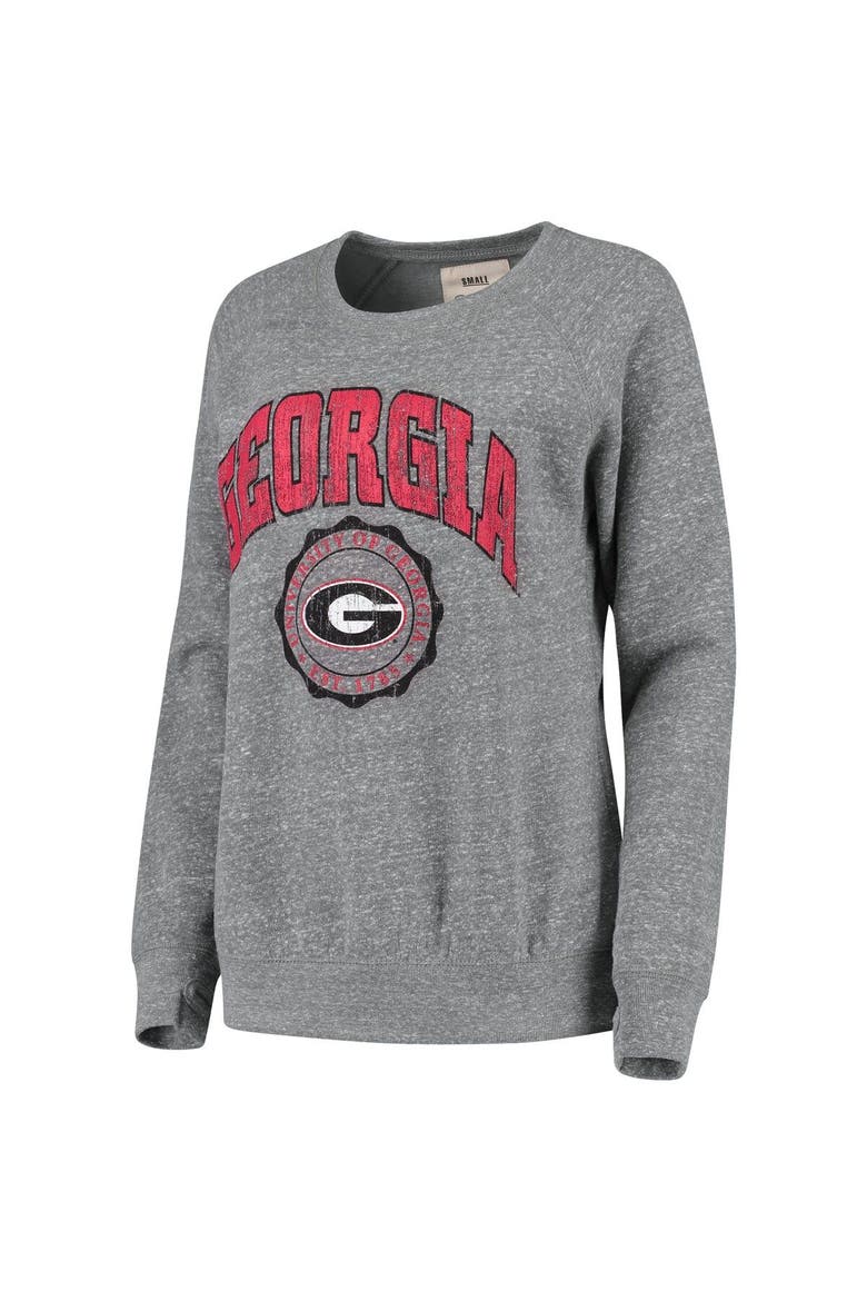 Women's Pressbox Heathered Gray Georgia Bulldogs Edith Vintage Knobi Pullover Sweatshirt, Alternate, color, Heather Gray