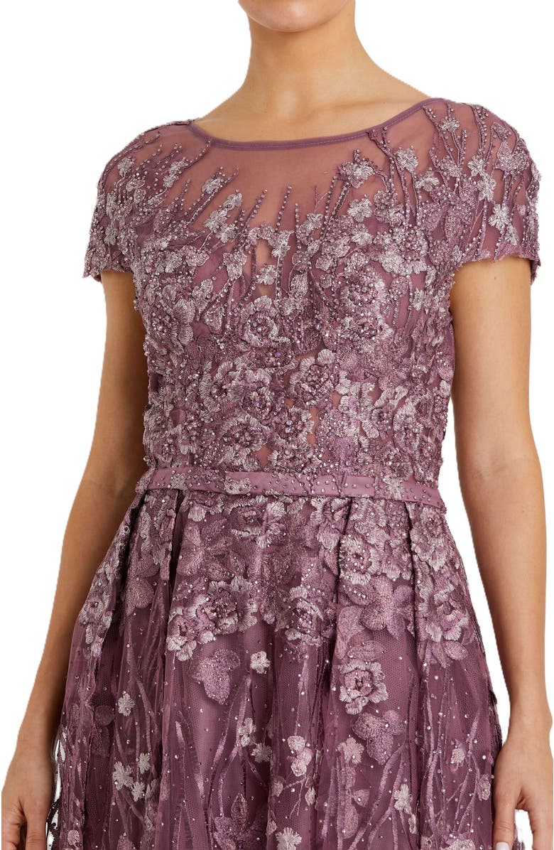 Mac Duggal Embellished Floral Cap Sleeve A Line Gown, Alternate, color, Wisteria