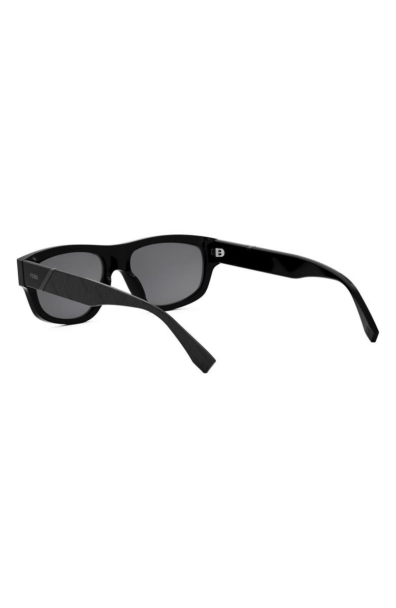 Fendi Diagonal 56mm Geometric Sunglasses, Alternate, color, Shiny Black / Smoke