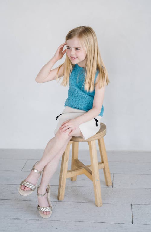 Yosi Samra Kids' Miss April Espadrille Ankle Strap Platform Wedge Sandal In Gold