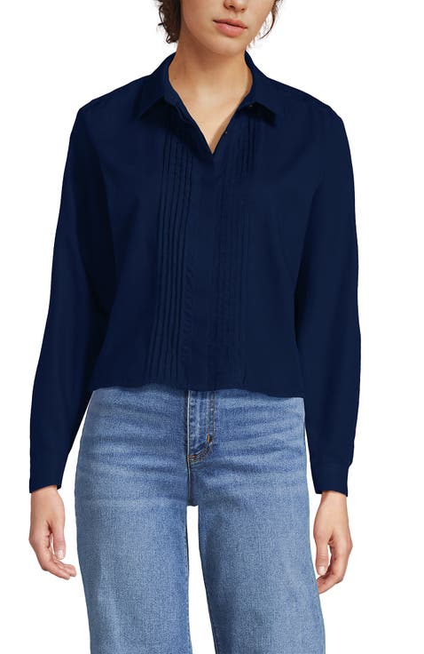 No Iron Boxy Cropped Shirt