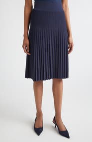 ST. JOHN Tracy Riviera Crepe Knit Pleated Midi Skirt