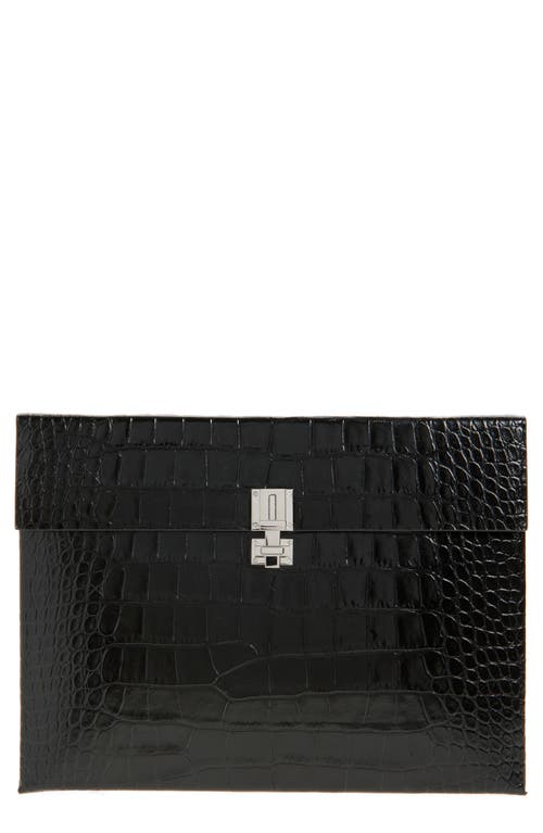 Tom Ford Croc-effect Patent-leather Document Holder In Black