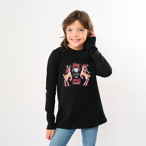 Giddy Up Jingle Horse Reindeer Long Sleeve T-Shirt (Little Kid & Big Kid)