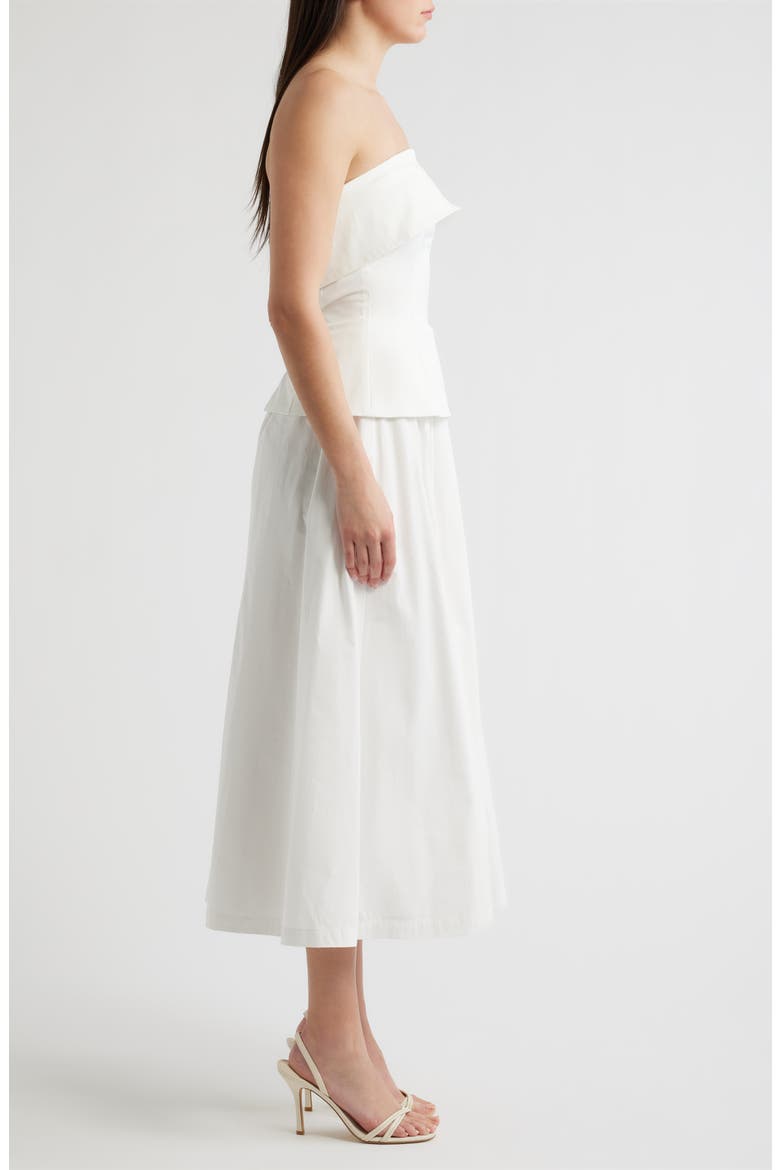 Arden Strapless Mixed Media Dress, Alternate, color, WHITE