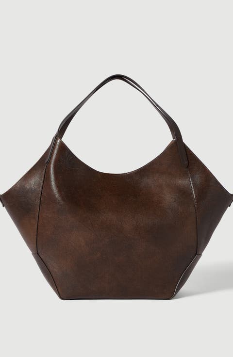Reversible Duo shopper in lizard-effect calfskin
