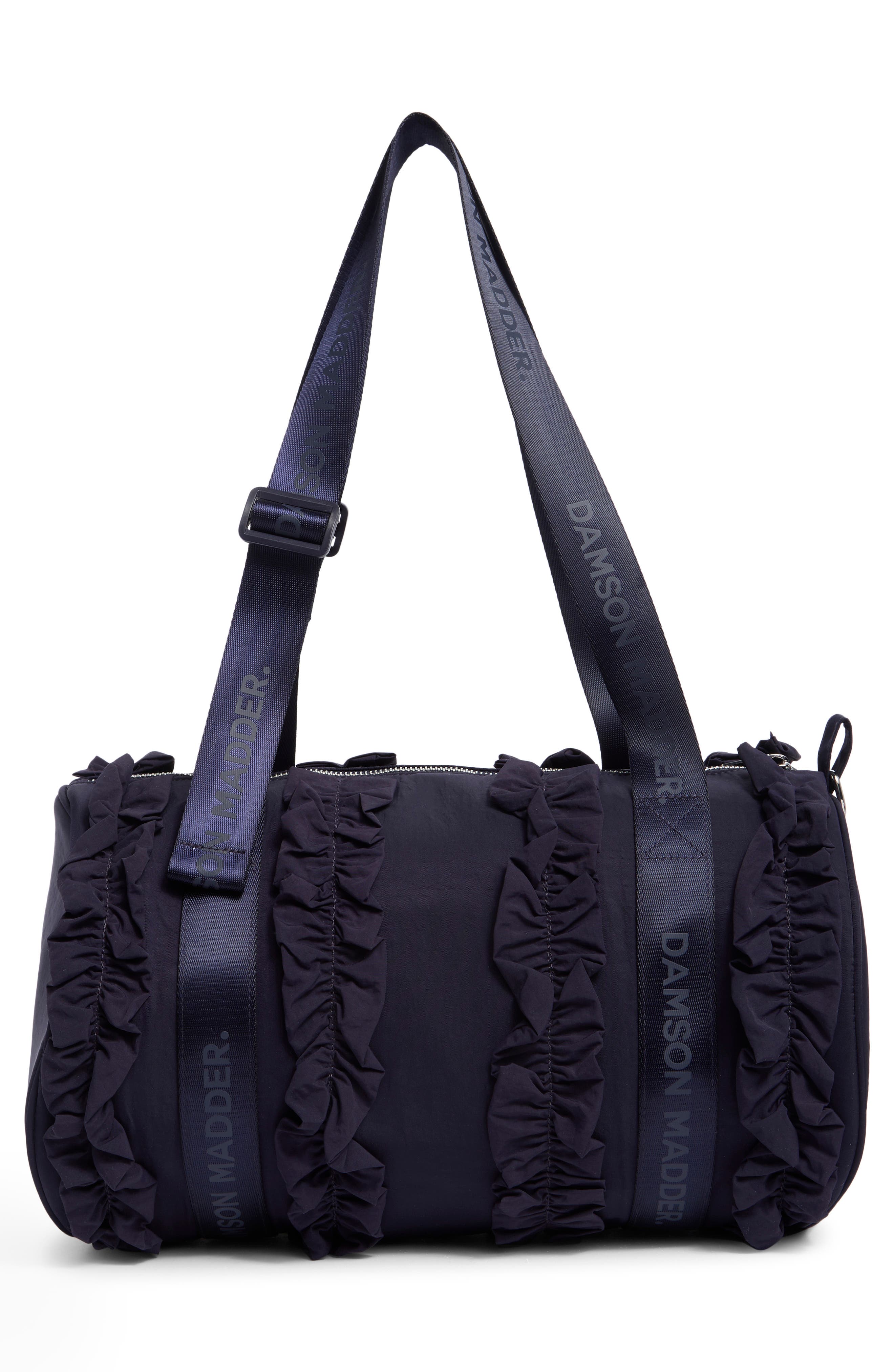 Brooke Frill Barrel Bag, Alternate, color, NAVY