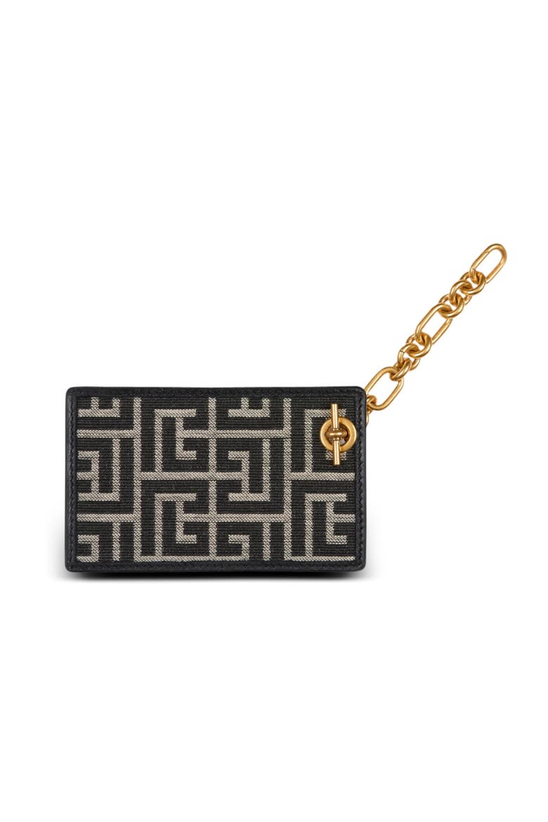 Pulse monogram jacquard card holder, Alternate, color, black