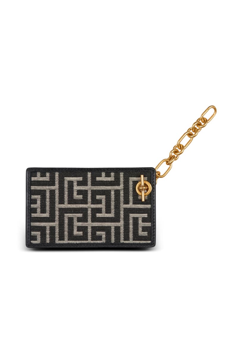 Balmain Pulse monogram jacquard card holder, Alternate, color, Black