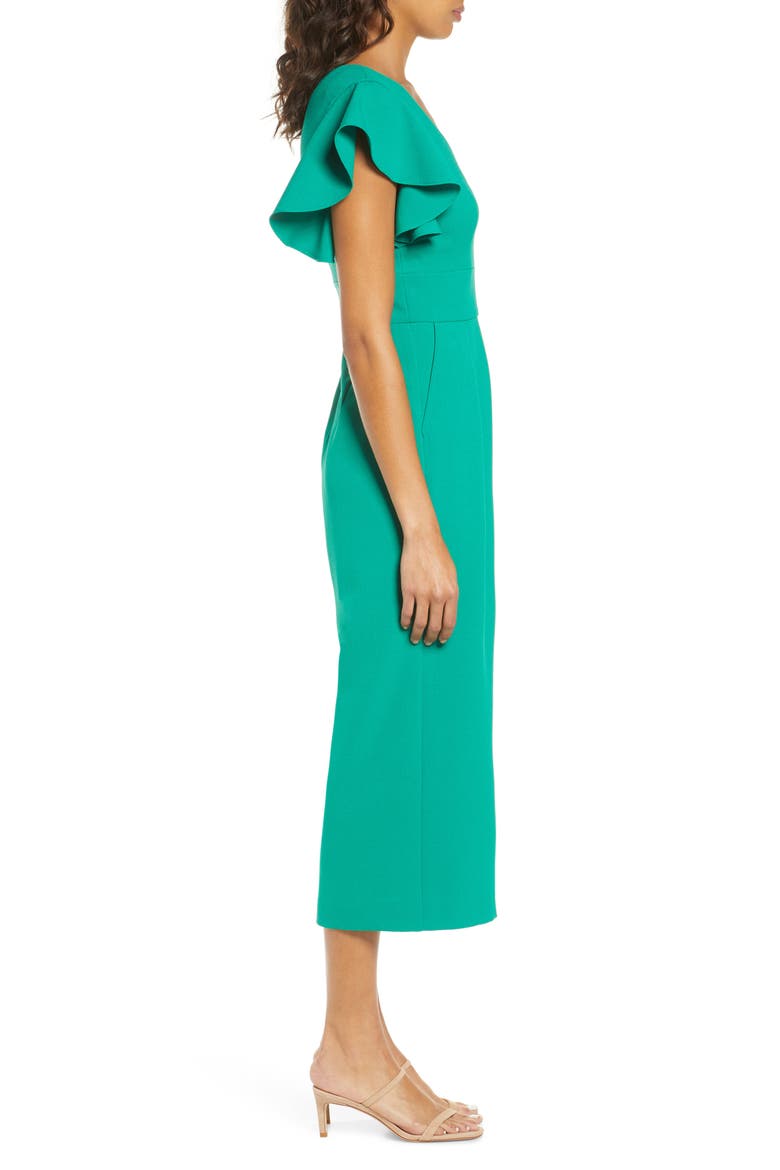 Ruffle Sleeve Crepe Jumpsuit, Alternate, color, KELLY