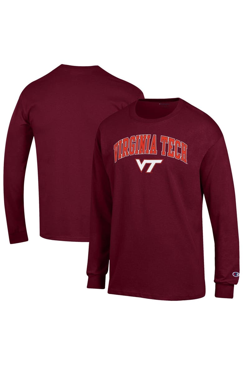 Men's Champion  Maroon Virginia Tech Hokies Arch Over Logo Long Sleeve T-Shirt, Alternate, color, Maroon