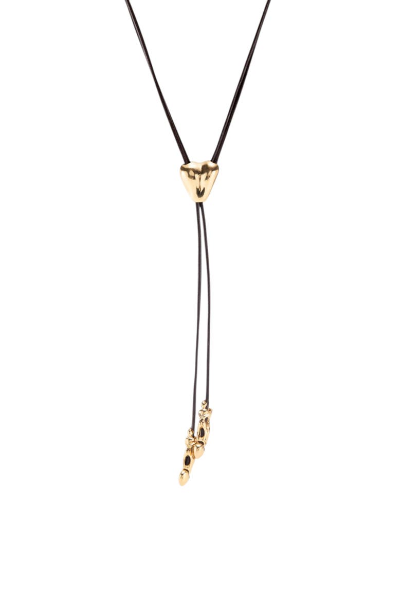 Heartline Leather Necklace, Alternate, color, Gold