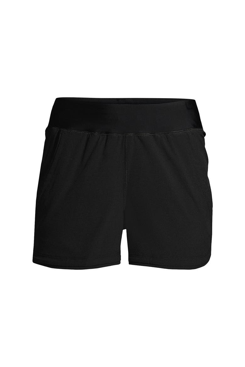 3" Quick Dry Elastic Waist Board Shorts Swim Cover-up Shorts with Panty, Alternate, color, Black