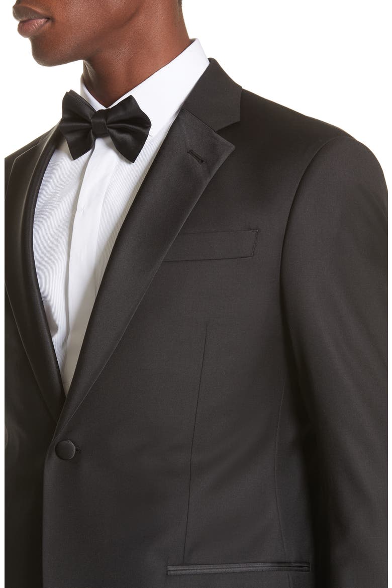 Trim Fit Wool Tuxedo, Alternate, color, BLACK