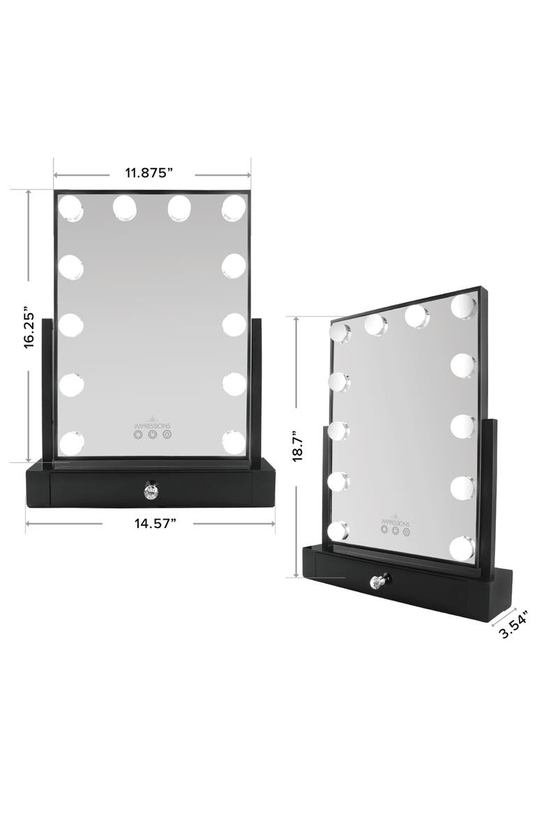 Hollywood Tri-Tone XL Makeup Mirror with Drawer, Alternate, color, Black