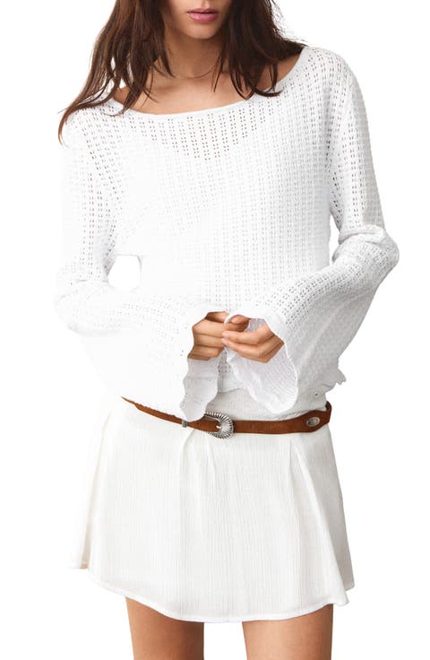 Boat Neck Open Stitch Sweater