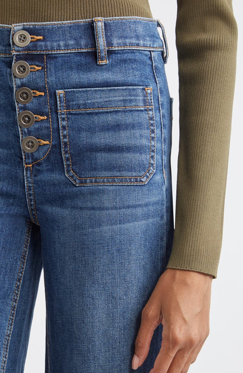 Ramy Brook Cindy Patch Pocket Wide Leg Jeans, Alternate, color, Medium Wash