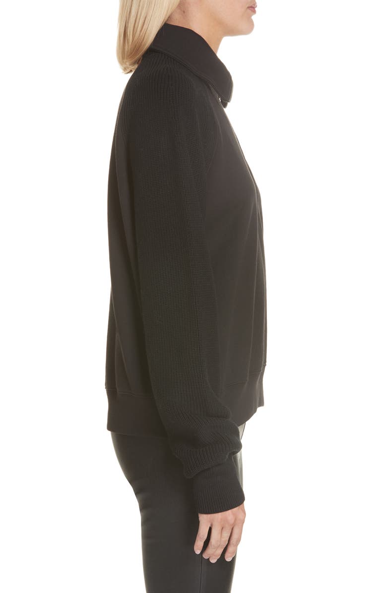 Helmut Lang Contrast Sleeve Quarter Zip Sweatshirt, Alternate, color, 