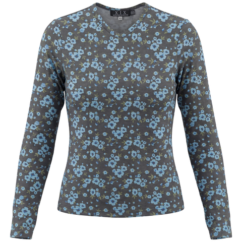 Printed Paisley V-Neck Long Sleeve Tee Top