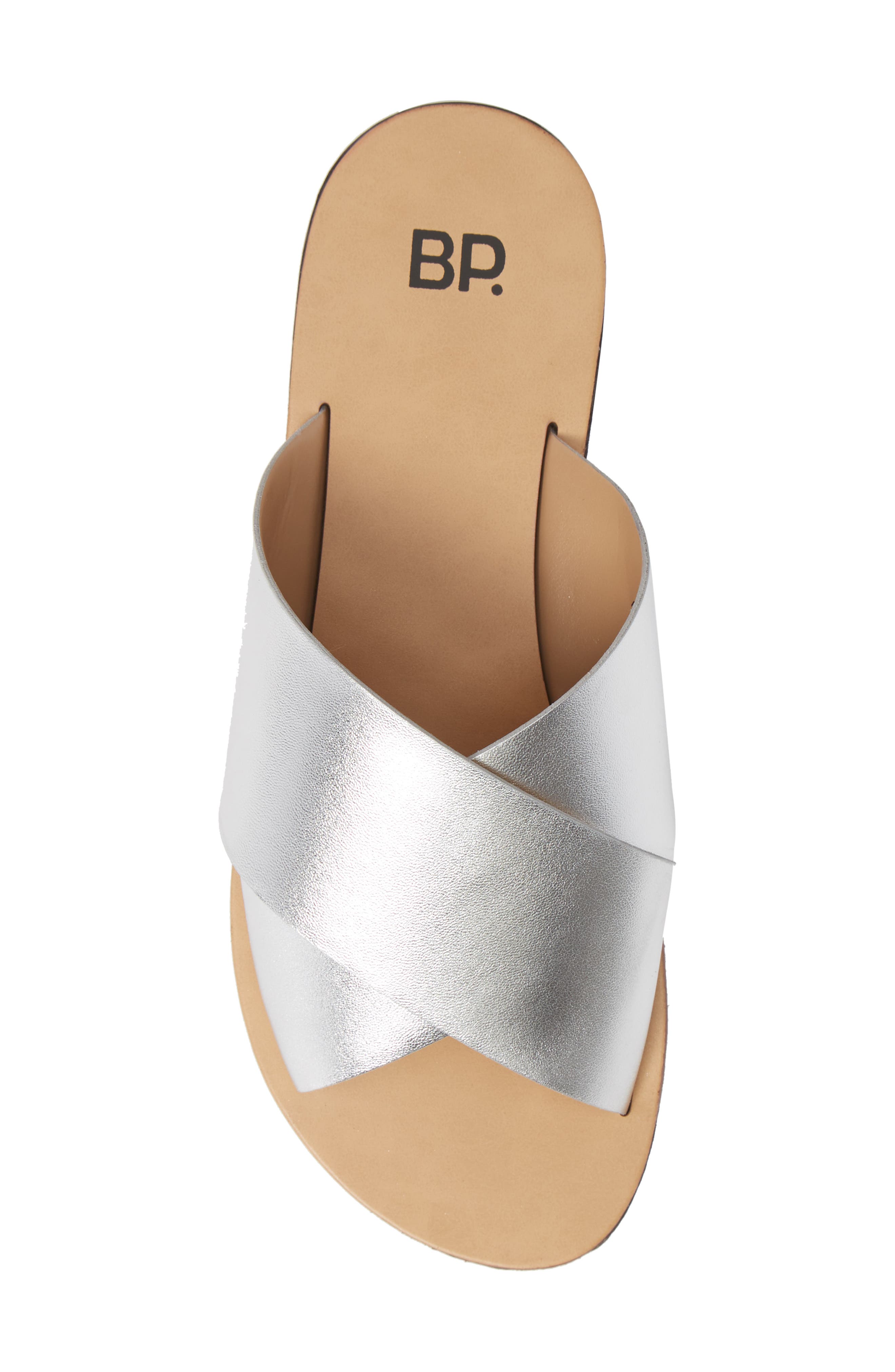 Twist Cross Strap Sandal, Alternate, color, SILVER FAUX LEATHER