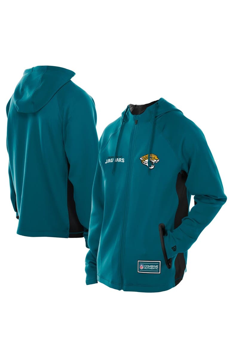 New Era Men's New Era Teal Jacksonville Jaguars Combine Authentic Raglan Scuba Full-Zip Hoodie, Main, color, Teal