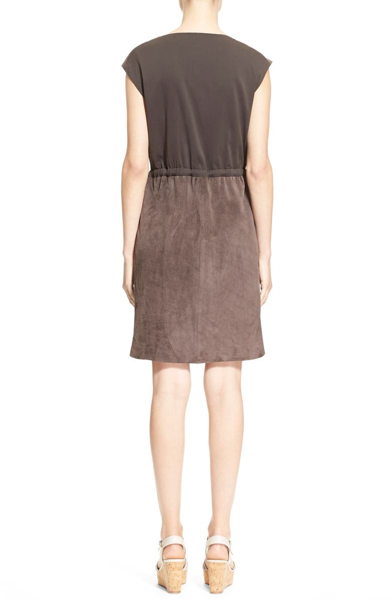 Fabiana Filippi Crepe Trim Suede Dress, Alternate, color,