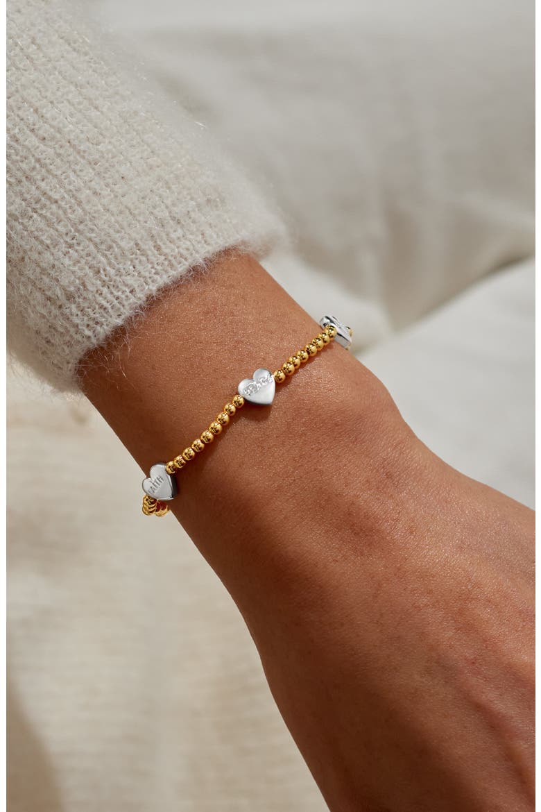 A Little 'Faith, Peace, Love' Bracelet In Silver And Gold-Tone Plating, Alternate, color, Metallic Gold