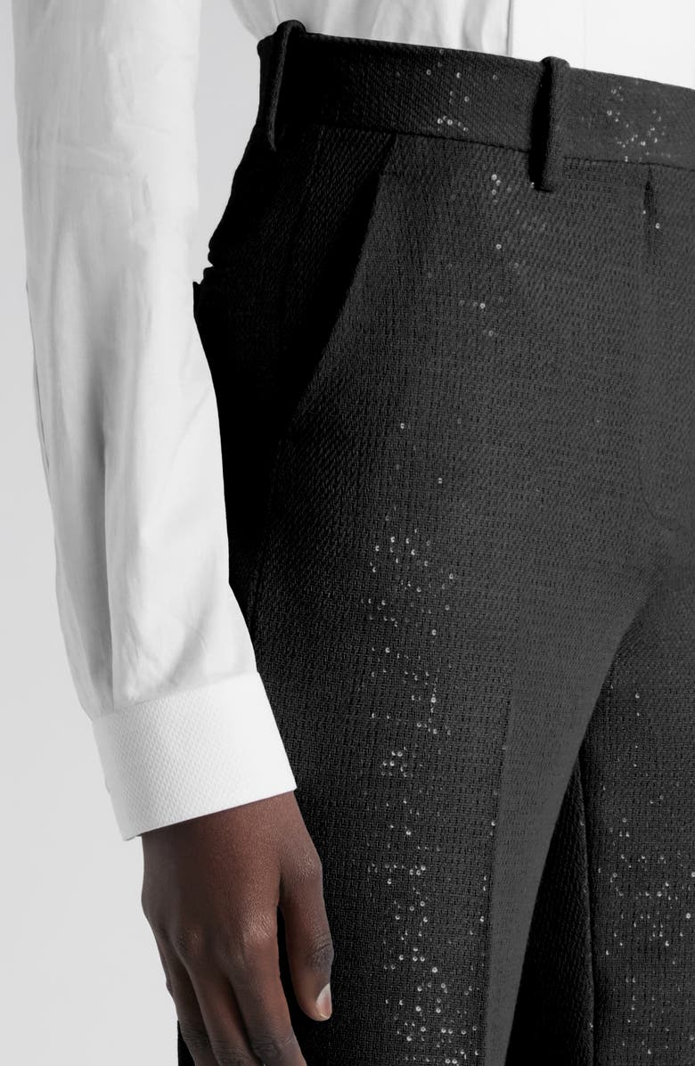 TOM FORD Tailored Sequin Wool Blend Crepe Straight Leg Pants, Alternate, color, Black
