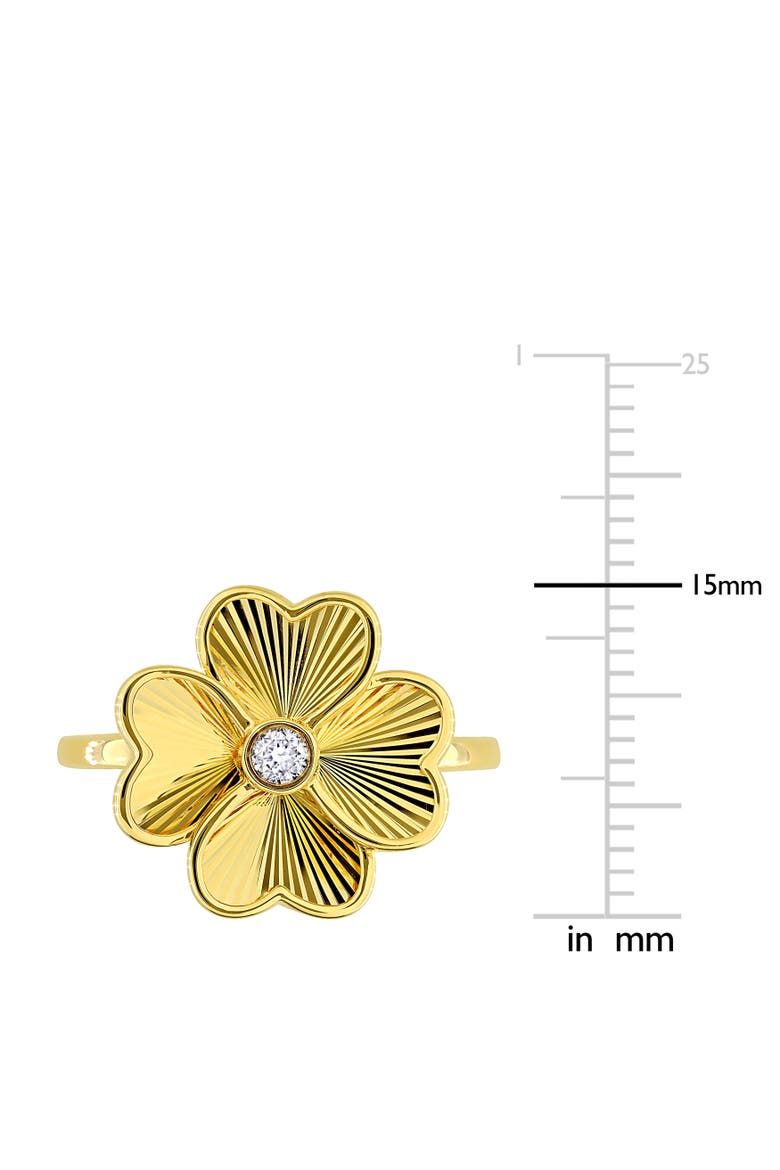 Diamond Accent Flower Ring 10k, Alternate, color, Yellow Gold
