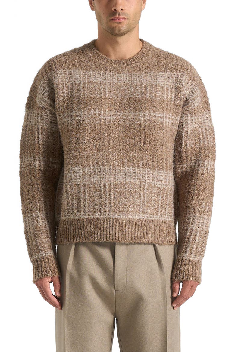 Ayden Check Wool Knit Jumper, Main, color, Taupe/Beige