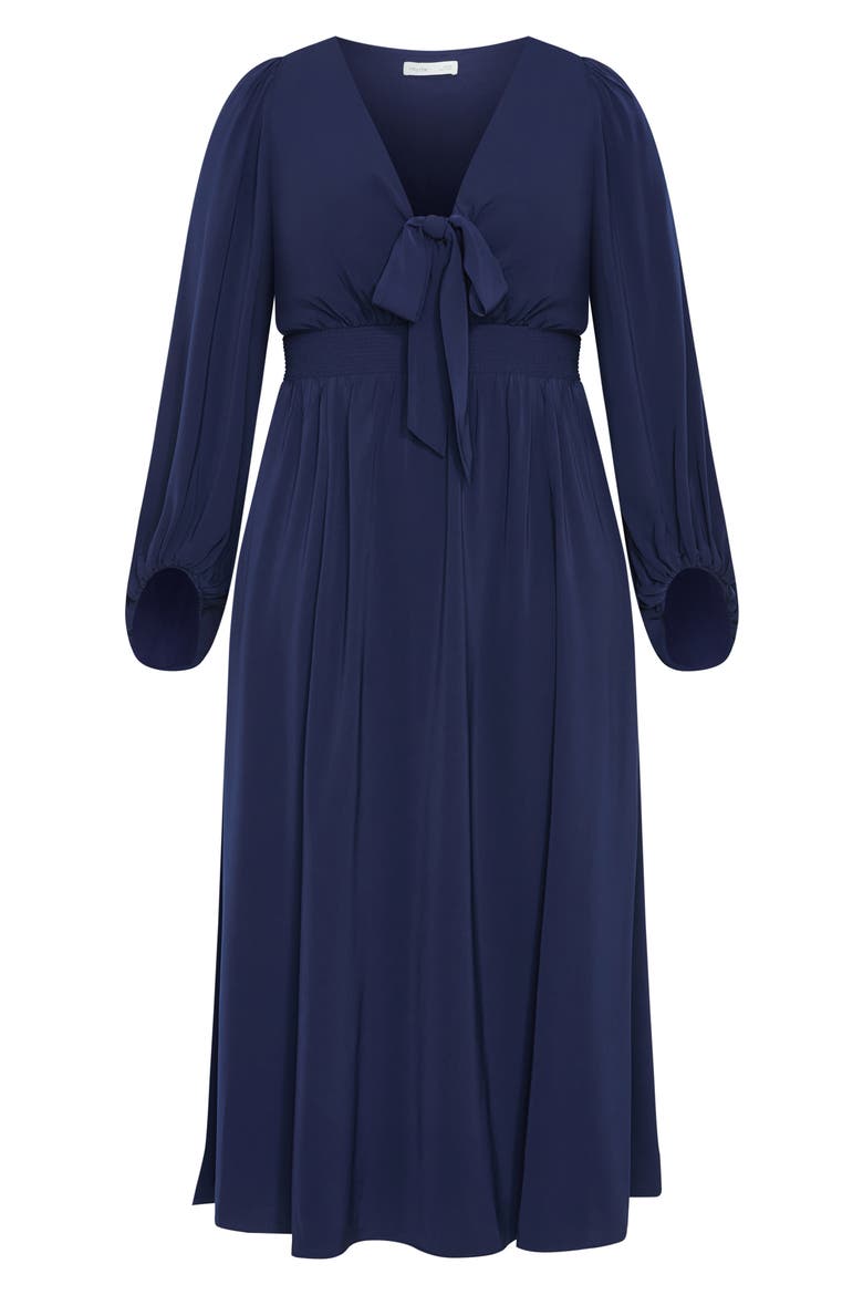 Ivanna Tie Neck Long Sleeve Maxi Dress, Alternate, color, NAVY