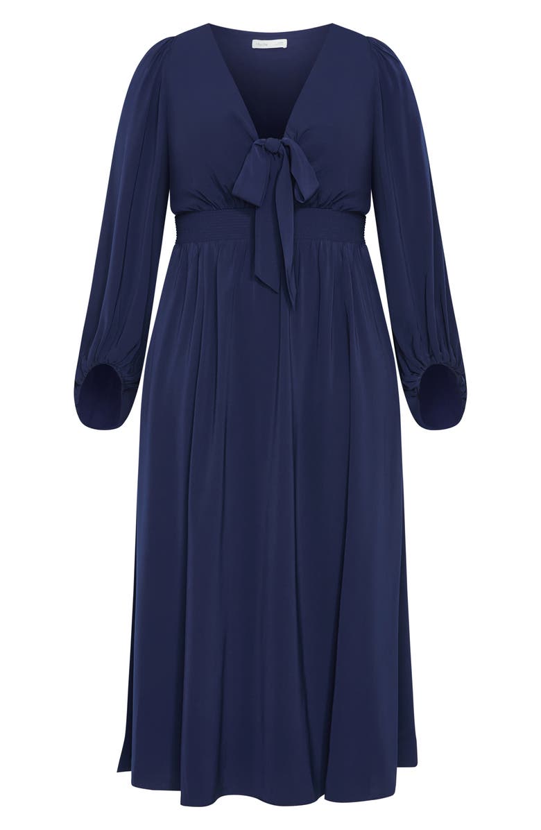 City Chic Ivanna Tie Neck Long Sleeve Maxi Dress, Alternate, color, 