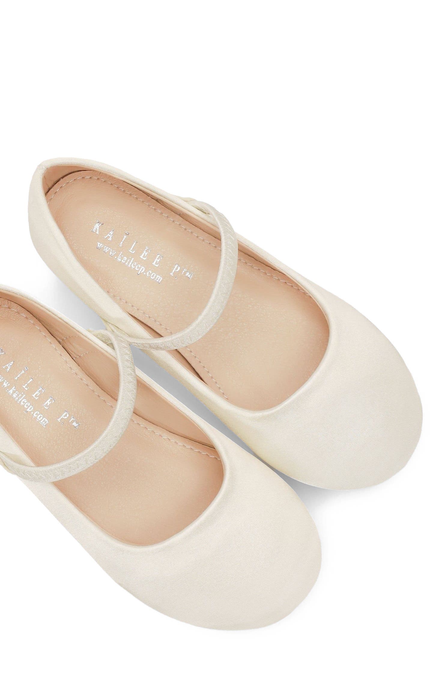 Freeman Satin Mary Jane Flats, Alternate, color, Ivory