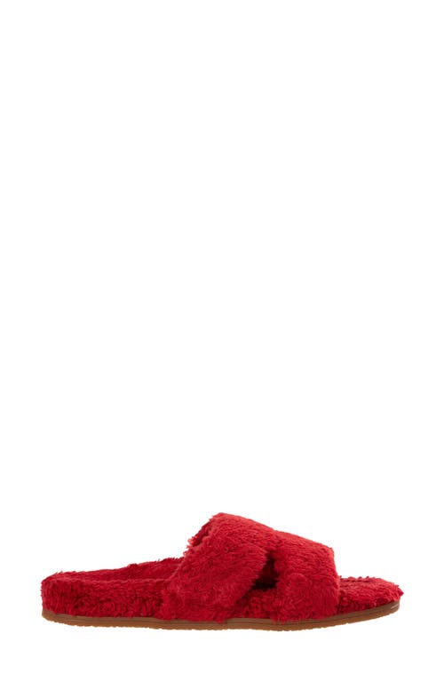 Revitalign Callie High Pile Fleece Slide Slipper In Red