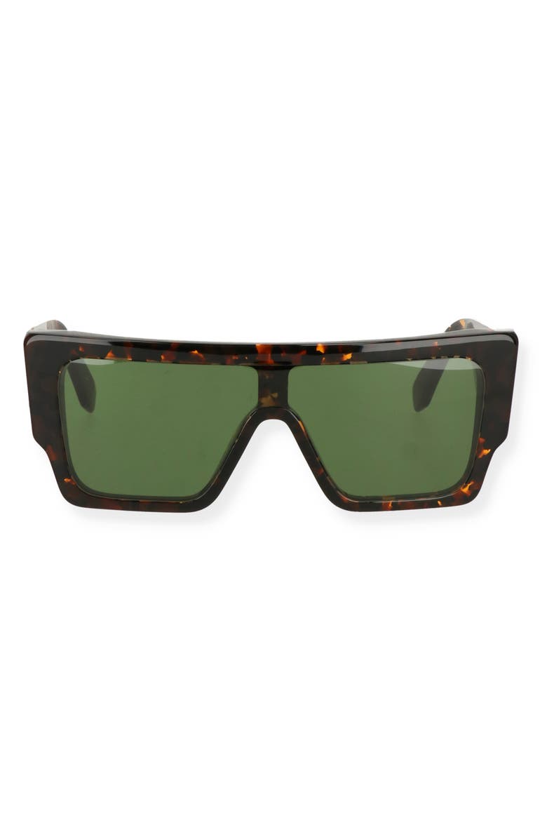 Off-White Marion 133mm Shield Sunglasses, Alternate, color, Havana Green