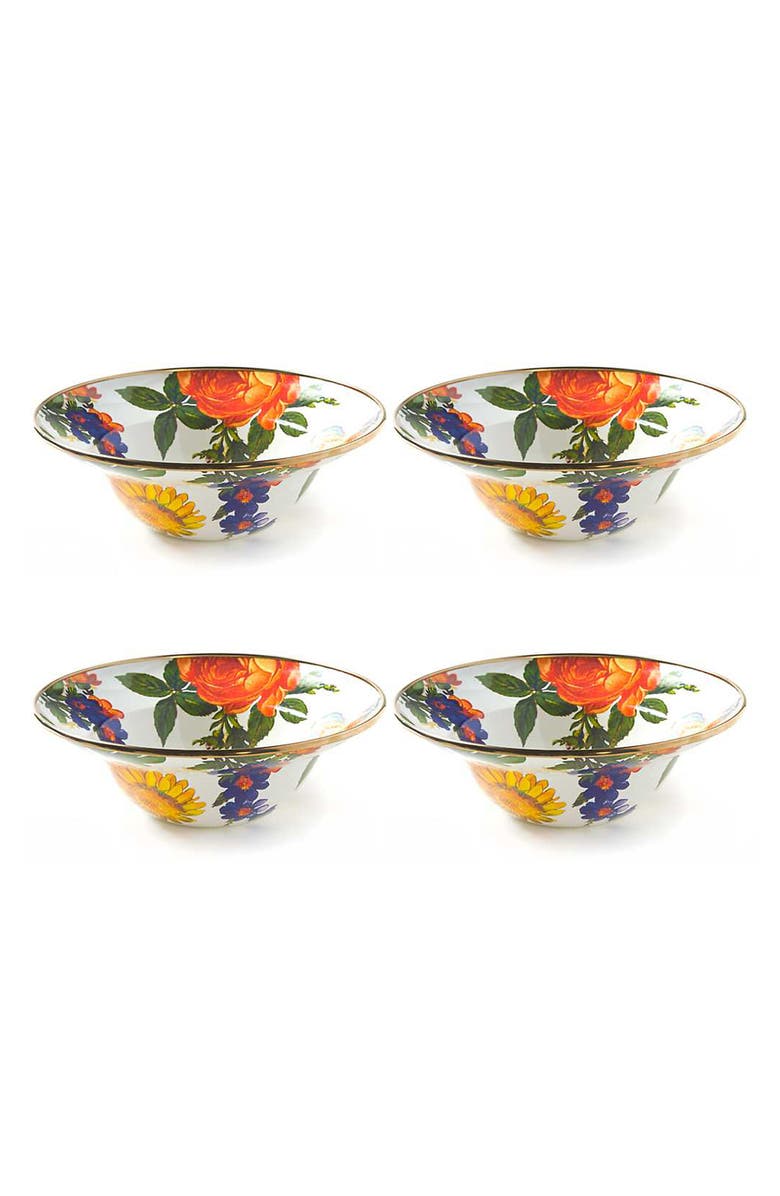 MACKENZIE CHILDS Flower Market Set of 4 Enameled Steel Breakfast Bowls, Main, color, 