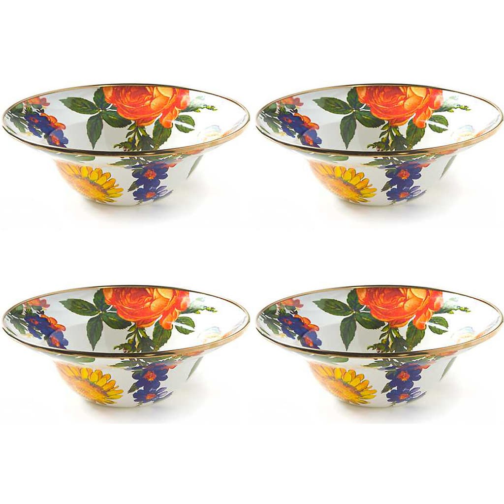 Mackenzie-childs Mackenzie Childs Flower Market Set Of 4 Enameled Steel Breakfast Bowls In Multi