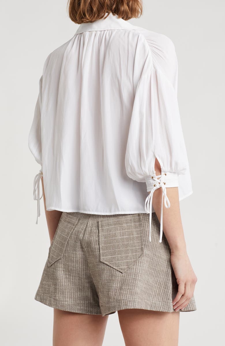 Amaia Tie Cuff Crop Button-Up Top