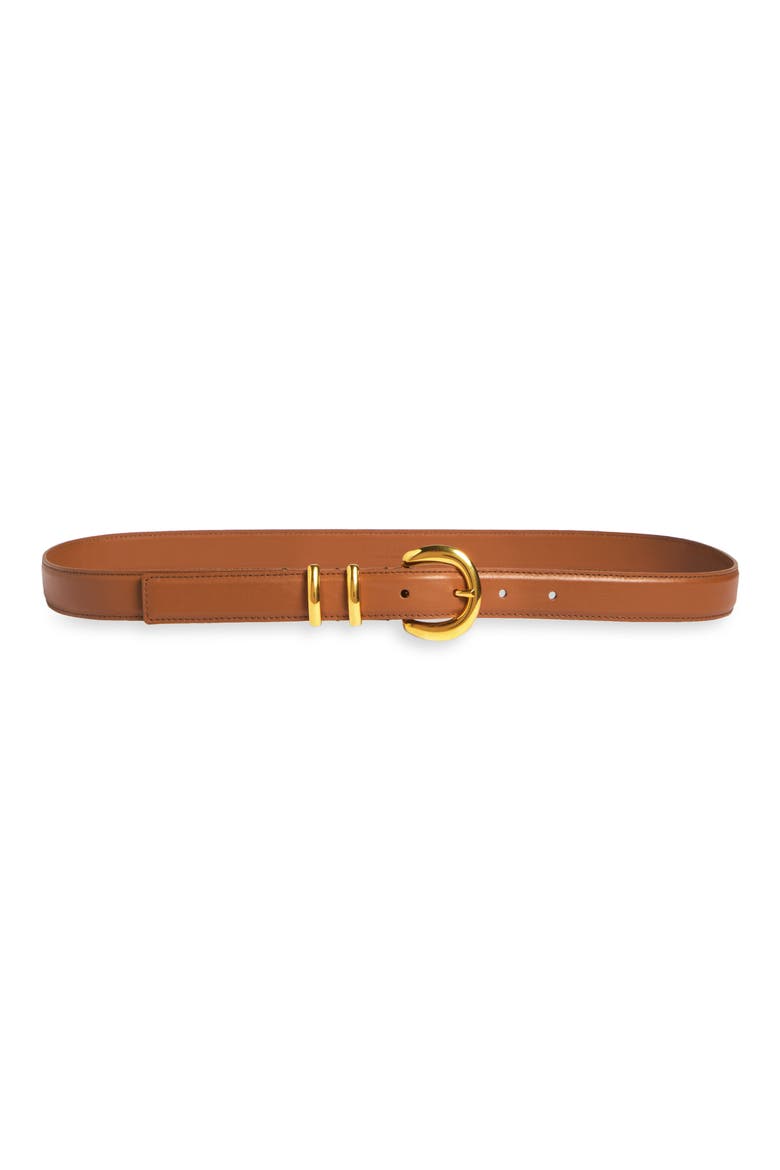 Round Buckle Leather Belt, Main, color, TAUPE