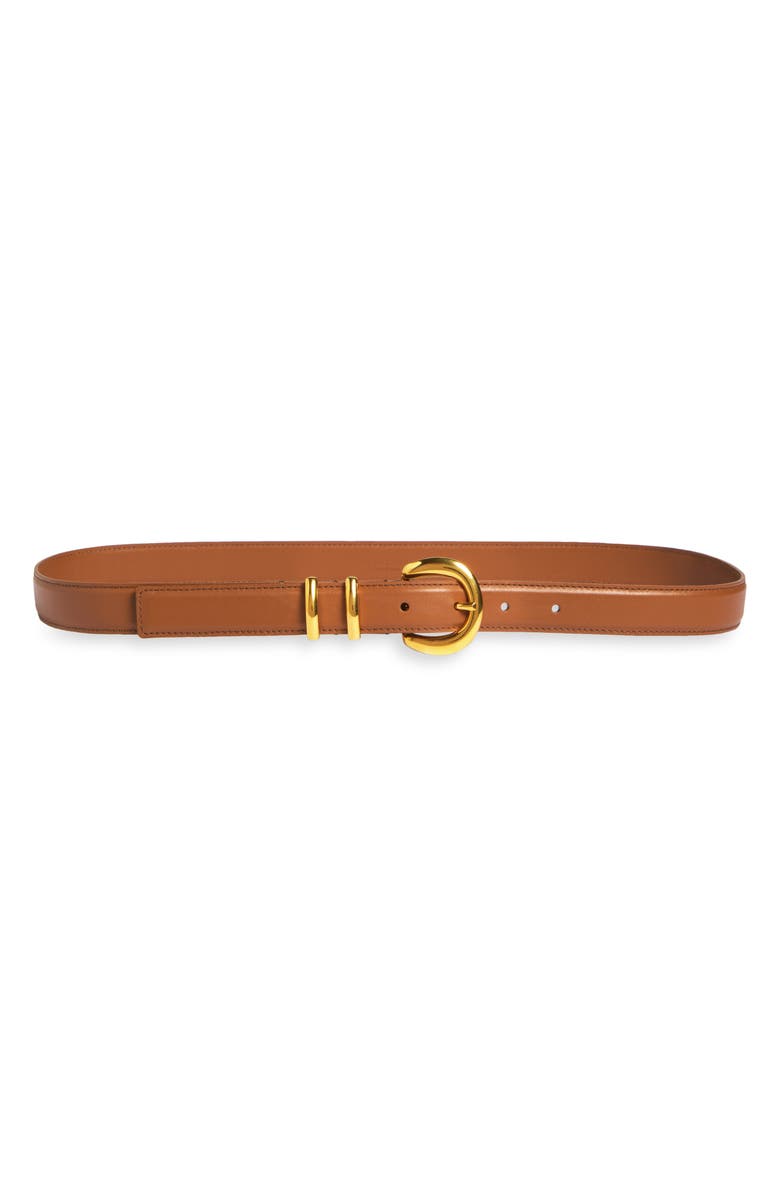 Altuzarra Round Buckle Leather Belt, Main, color, Taupe