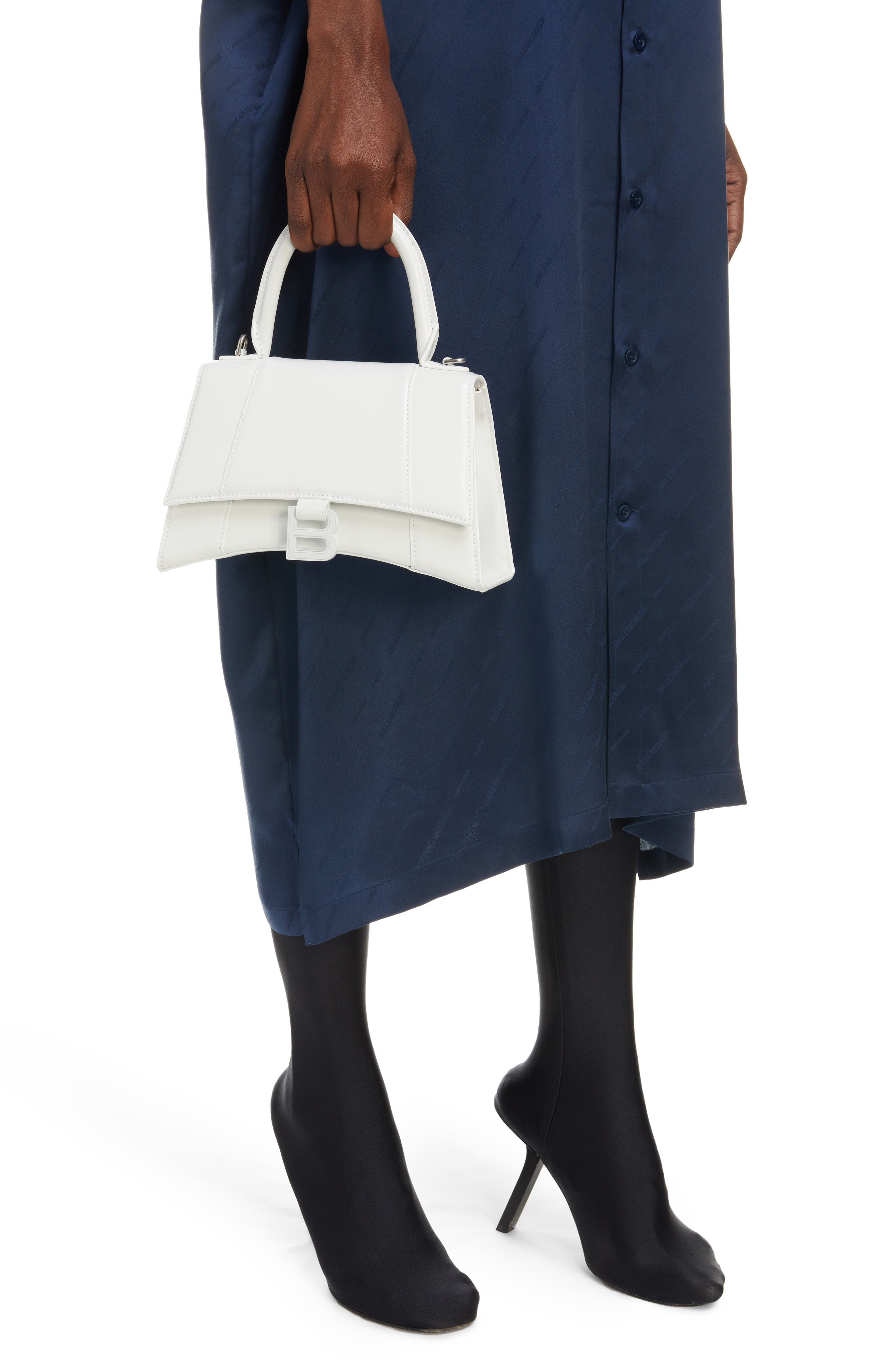 Balenciaga Hourglass Leather Top Handle Bag, Alternate, color, 