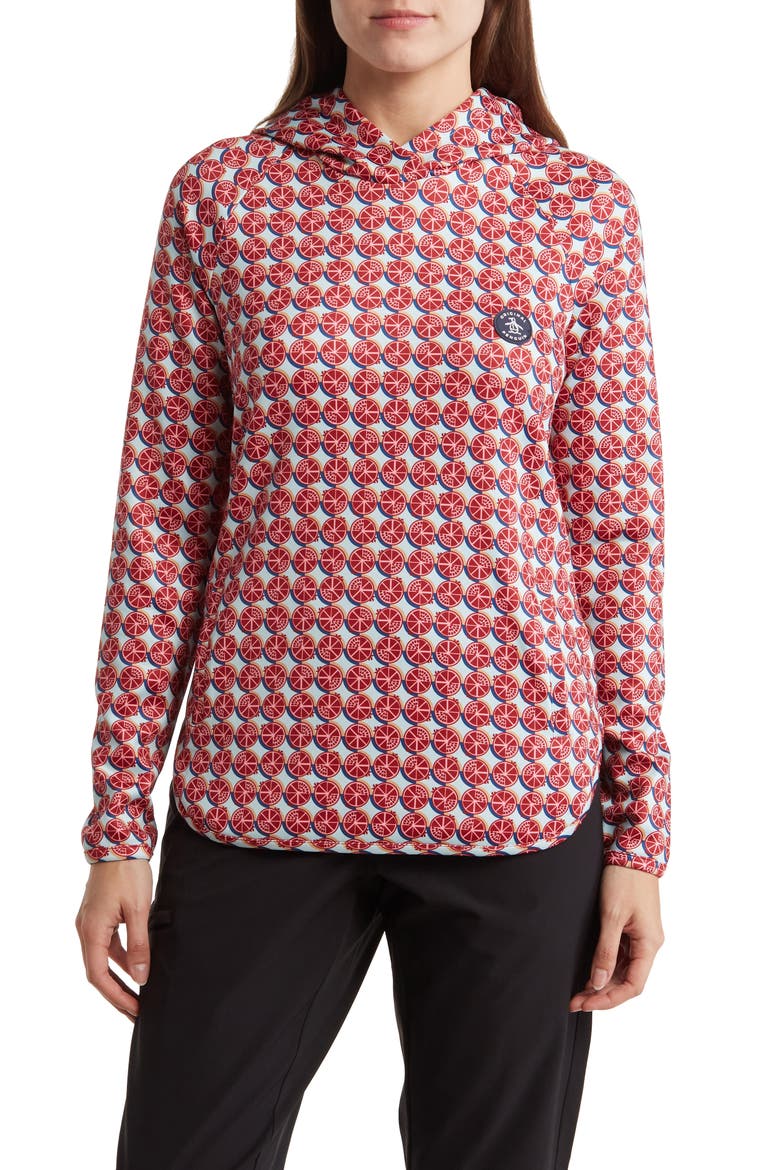 Pomegranate Geometric Golf Hoodie, Main, color, CORDOVAN