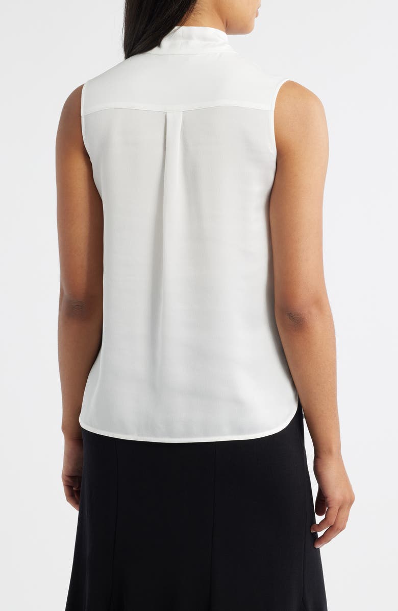 Misook Pussybow Sleeveless Button-Up Shirt, Alternate, color, White