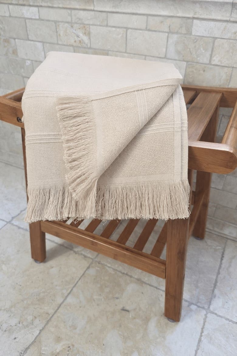 Raised Stripe Organic Cotton Terry-Lined Turkish Bath Towel, Alternate, color, Beige