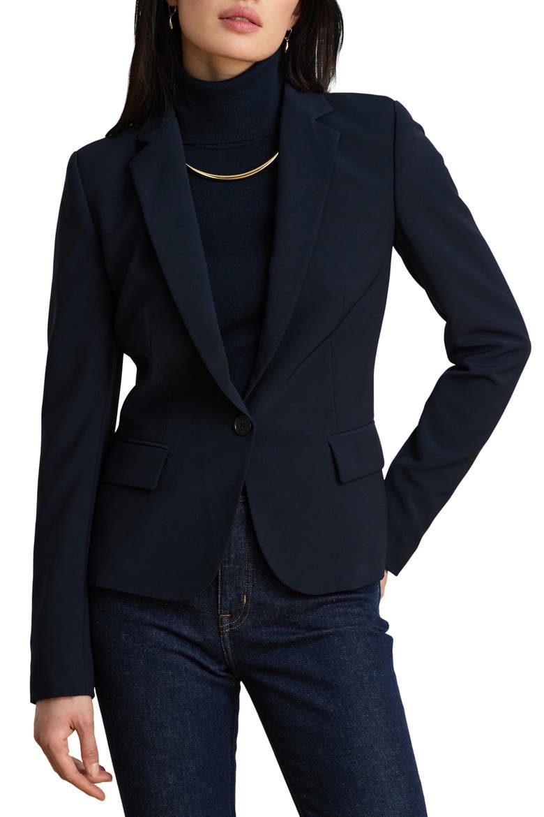 Crepe Blazer, Main, color, LAUREN NAVY BLUE