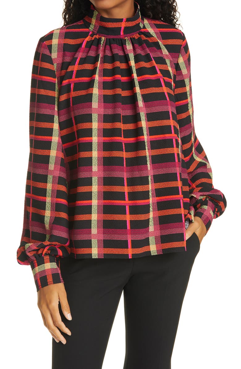 Stine Goya Eddy Plaid Balloon Sleeve Blouse, Main, color,
