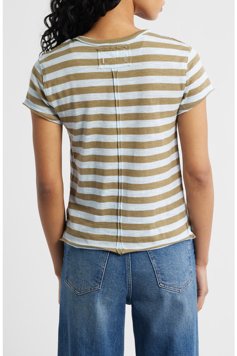 Nora Stripe Linen & Cotton T-Shirt, Alternate, color, GREEN COMBO